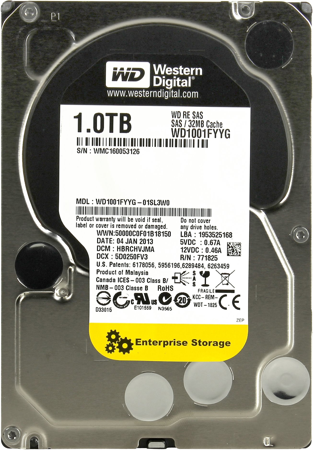 HDD SAS 1TB 7200RPM 6GB/S 32MB WD1001FYYG WDC