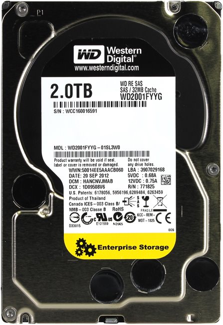 HDD SAS 2TB 7200RPM 6GB/S 32MB WD2001FYYG WDC